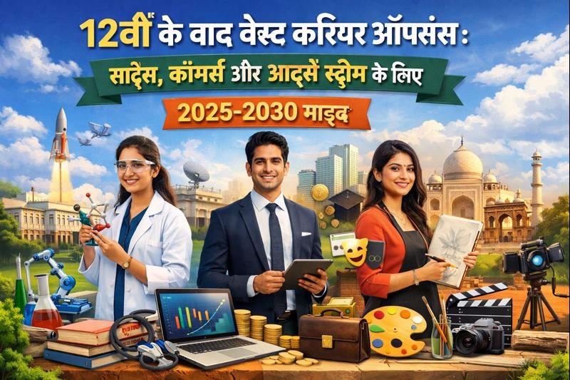 12वीं के बाद बेस्ट करियर ऑप्शंस: साइंस, कॉमर्स और आर्ट्स स्ट्रीम के लिए 2025-2030 गाइड