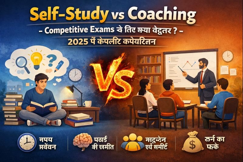 Self-Study vs Coaching – Competitive Exams के लिए क्या बेहतर? 2025 में कंपलीट कंपेयरिजन