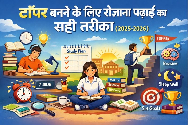 टॉपर बनने के लिए रोज़ाना पढ़ाई का सही तरीका (2025-2026)