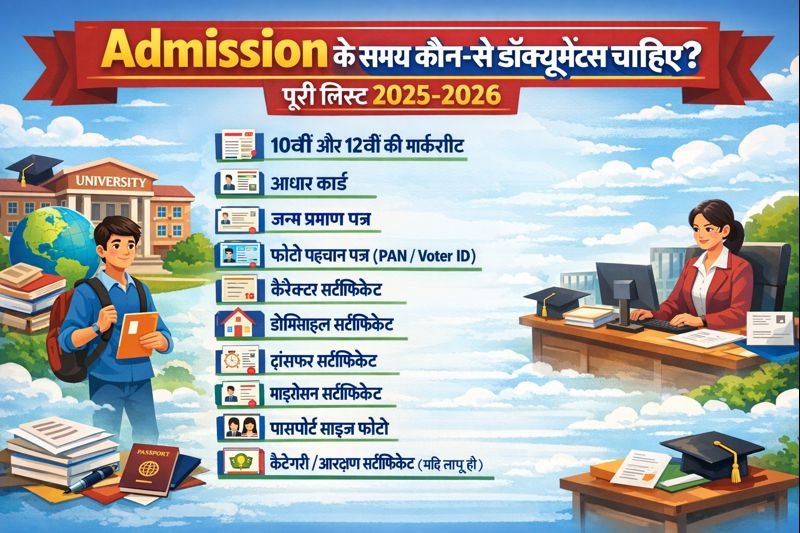 Admission के समय कौन-से डॉक्यूमेंट्स चाहिए? पूरी लिस्ट 2025-2026